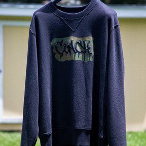 Coach Embroidered Logo Black Camo Drip Crewneck